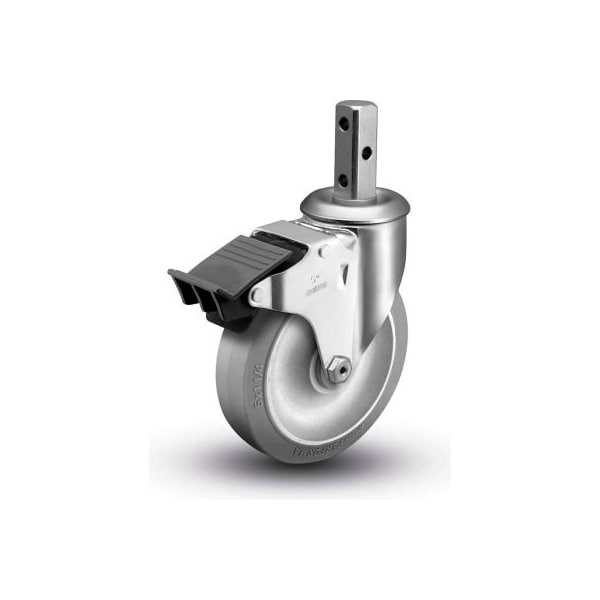 Colson 5" Caster with Square Swivel Stem and Brake, 2-1/16"H Stem, 325 Lb. Capacity